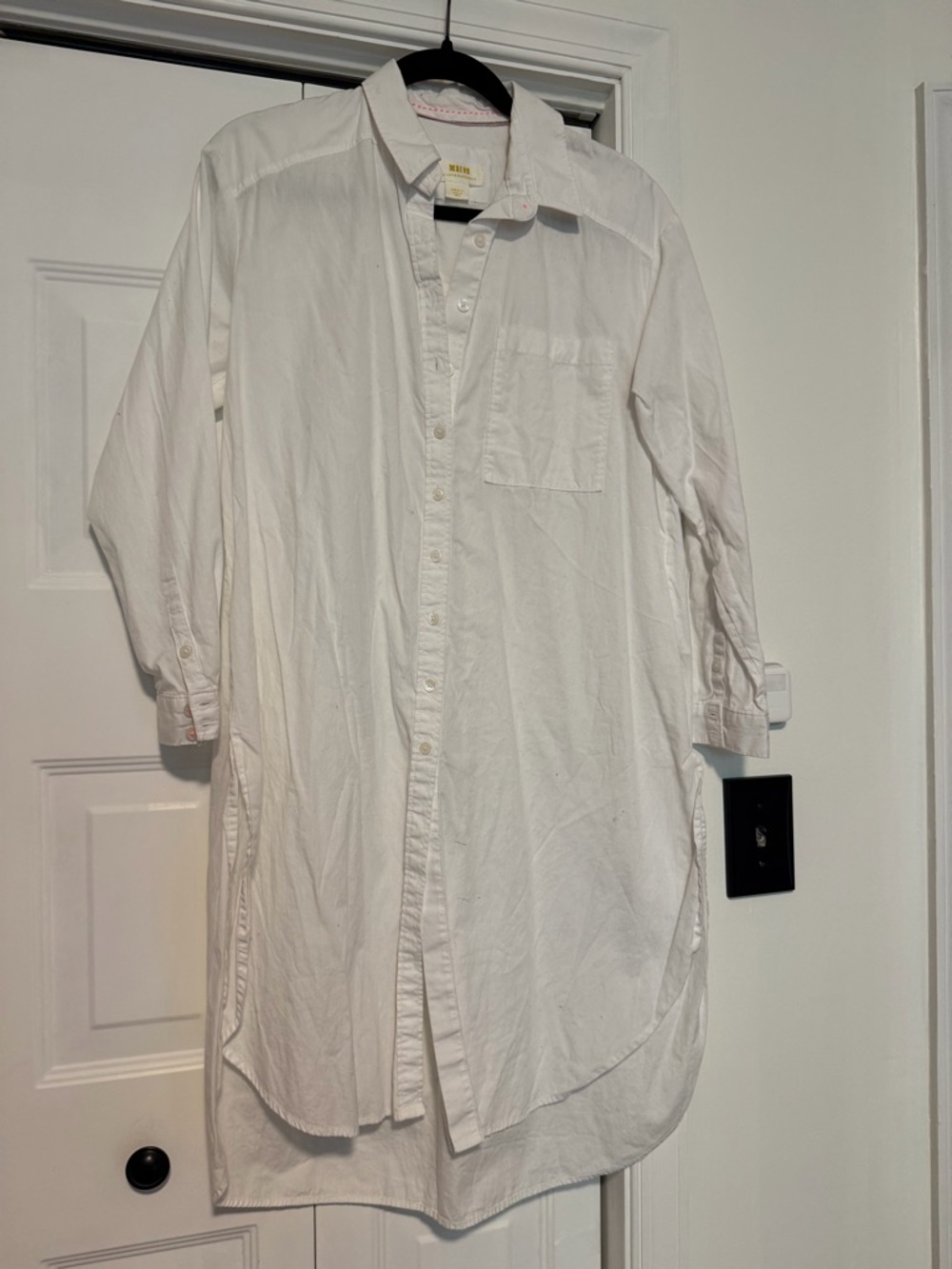 Anthropologie Maeve Crisp White Collared Shirt/Dress